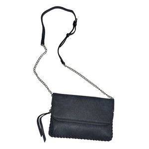 Urban Expressions Crossbody Bag Maison Whipstitch Trim Blue Vegan Leather Clutch